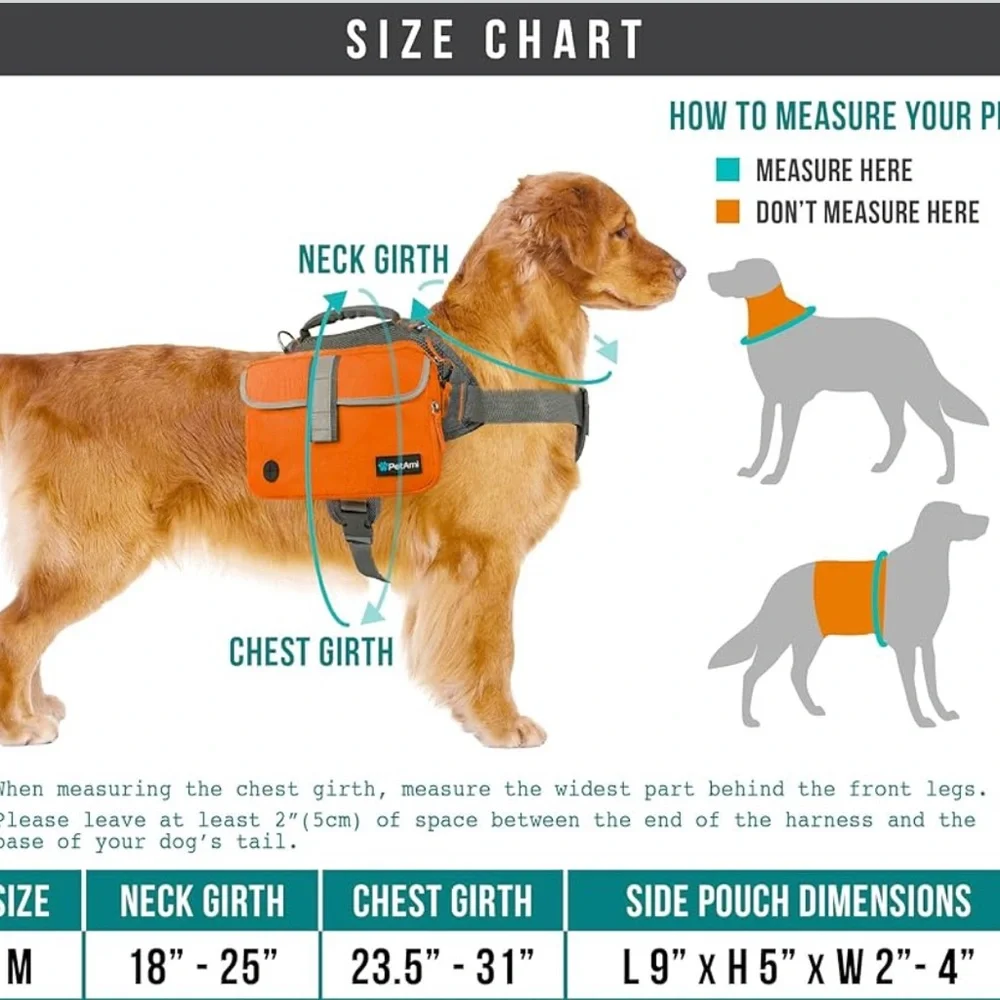 Orange Dog Backpack with Reflective Safety Pockets